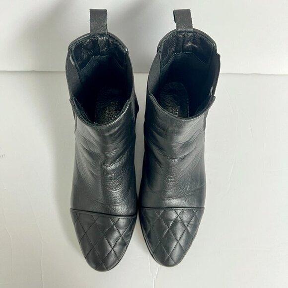 Fabianelli Black Leather Quilted Stretch Chelsea Ankle Boot Sz 37 - Picture 8 of 13